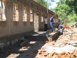 Work in progress on the new school in Mongo.